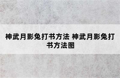 神武月影兔打书方法 神武月影兔打书方法图